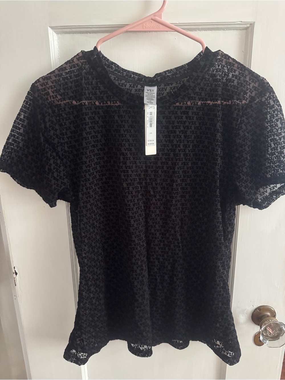VSX Black Sheer Logo Mesh Short Sleeve Tee